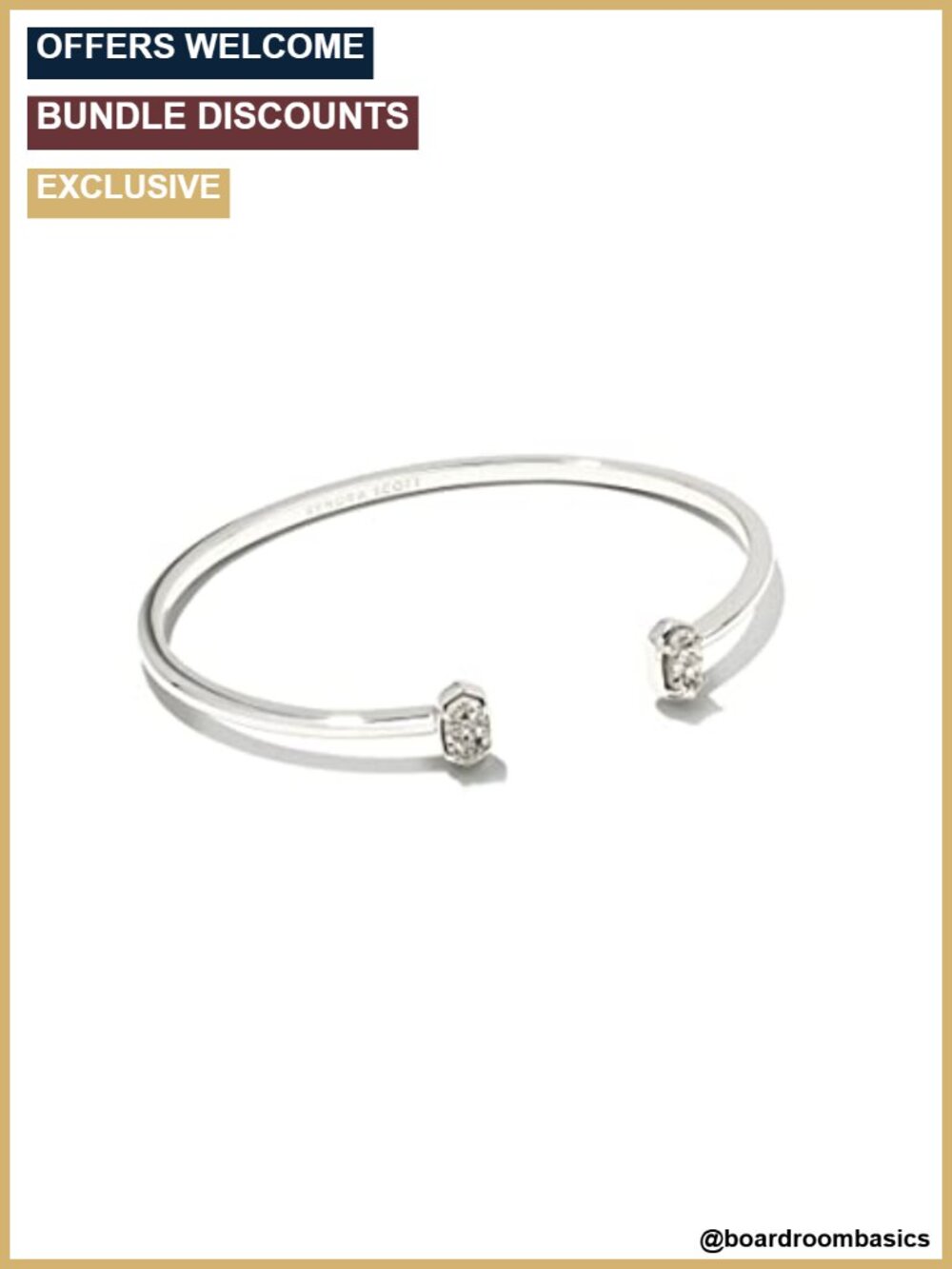 Kendra Scott Emilie Cuff Bracelet Adjustable Pinch Band with Stone Accents
